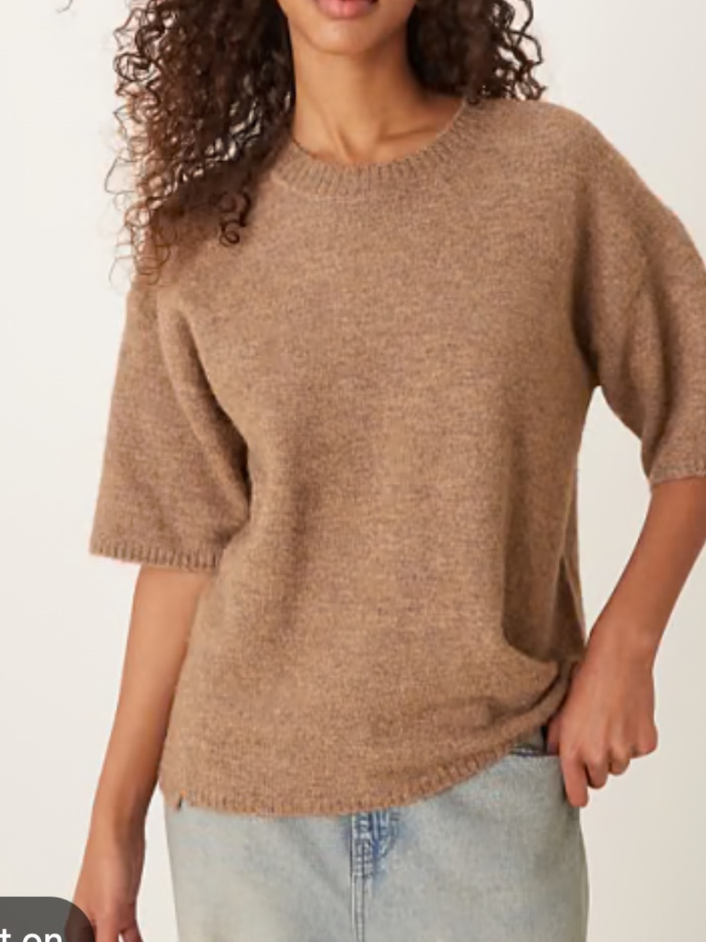 Free People Margot Short Sleeve Crewneck Sweater Brown pullover S oversized
